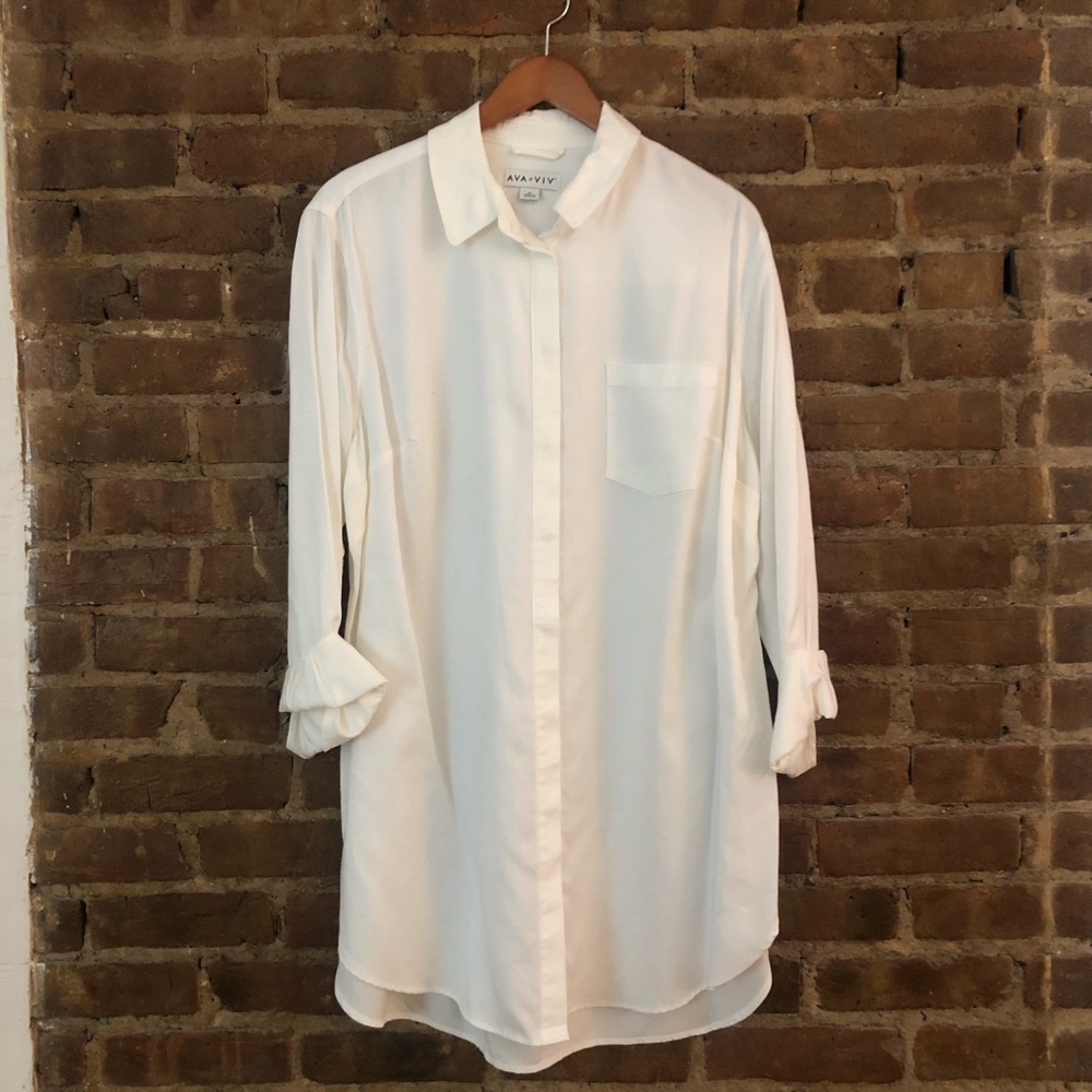Oversized White Button Down Dress Shirt